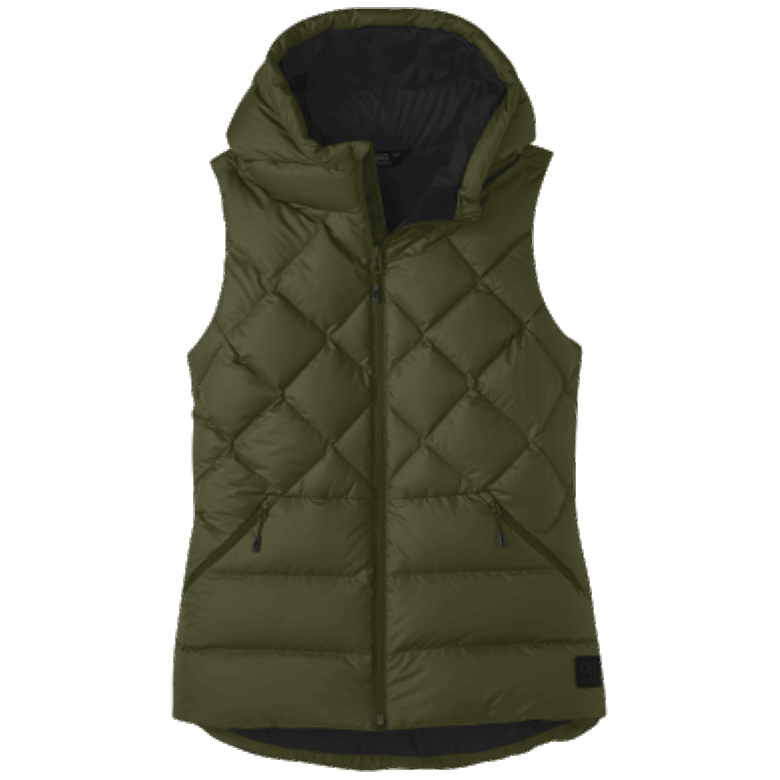Outdoor Research Damen-kaltfront-daunenweste Mit Kapuze Loden