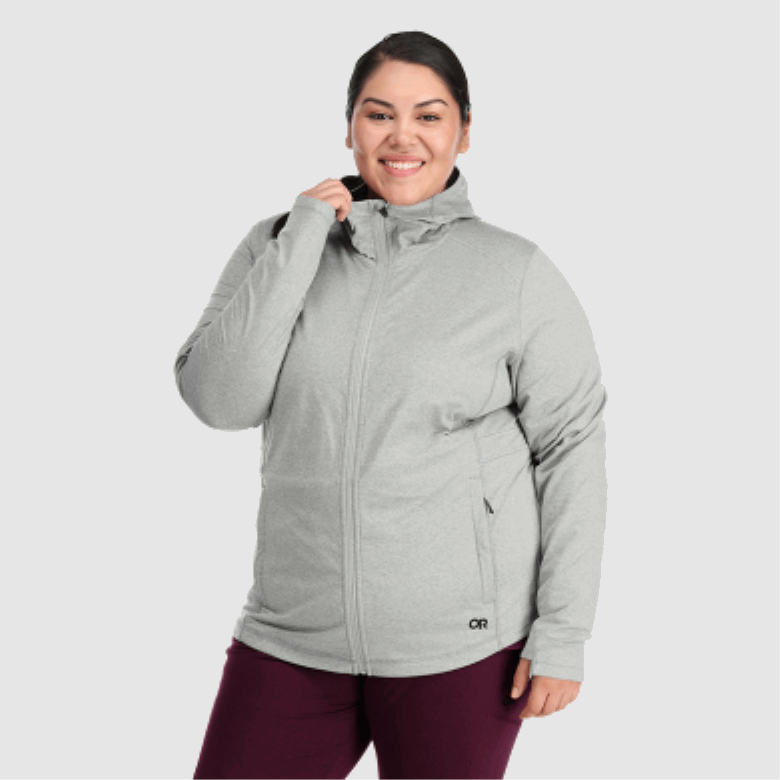 Outdoor Research Melody Hoodie Mit Durchgehendem Reißverschluss Für Damen In Hellem Zinngrau Meliert